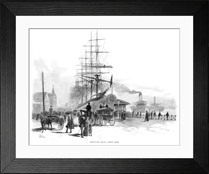 Framed Print : Circular Quay, west side, Sydney, New South Wales, Australia, 1886. Artist: Frederic B Schell Framed Print : Circular Quay, west side, Sydney, New South Wales, Australia, 1886. Artist: Frederic B Schell