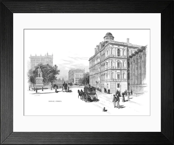 Framed Print : Bridge Street, Sydney, New South Wales, Australia, 1886. Artist: WC Fitler Framed Print : Bridge Street, Sydney, New South Wales, Australia, 1886. Artist: WC Fitler
