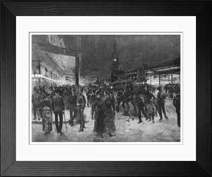 Framed Print : Saturday night in George Street, Sydney, New South Wales, Australia, 1886. Artist: WJ Smedley