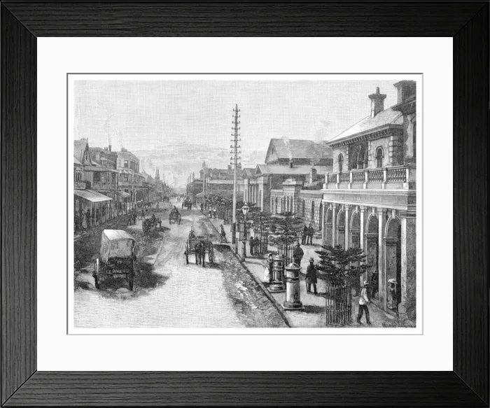 Framed Print : Hunter Street, Newcastle, New South Wales, Australia, 1886 Framed Print : Hunter Street, Newcastle, New South Wales, Australia, 1886
