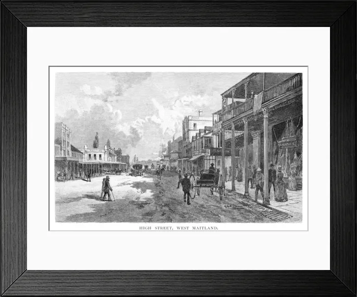 Framed Print : High Street, West Maitland, New South Wales, Australia, 1886. Artist: Albert Henry Fullwood Framed Print : High Street, West Maitland, New South Wales, Australia, 1886. Artist: Albert Henry Fullwood