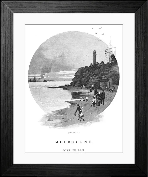 Framed Print : Queenscliff, Port Phillip, Victoria, Australia, 1886. Artist: Frederic B Schell Framed Print : Queenscliff, Port Phillip, Victoria, Australia, 1886. Artist: Frederic B Schell