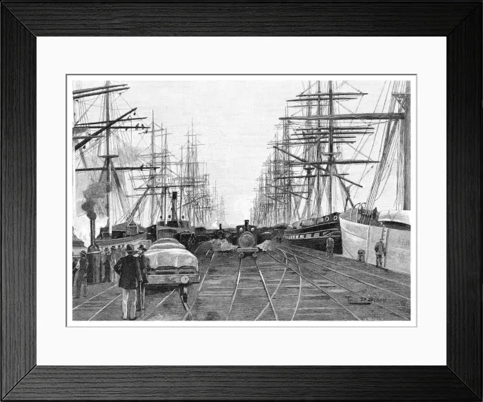 Framed Print : Port of Melbourne, Victoria, Australia, 1886. Artist: W Mollier Framed Print : Port of Melbourne, Victoria, Australia, 1886. Artist: W Mollier
