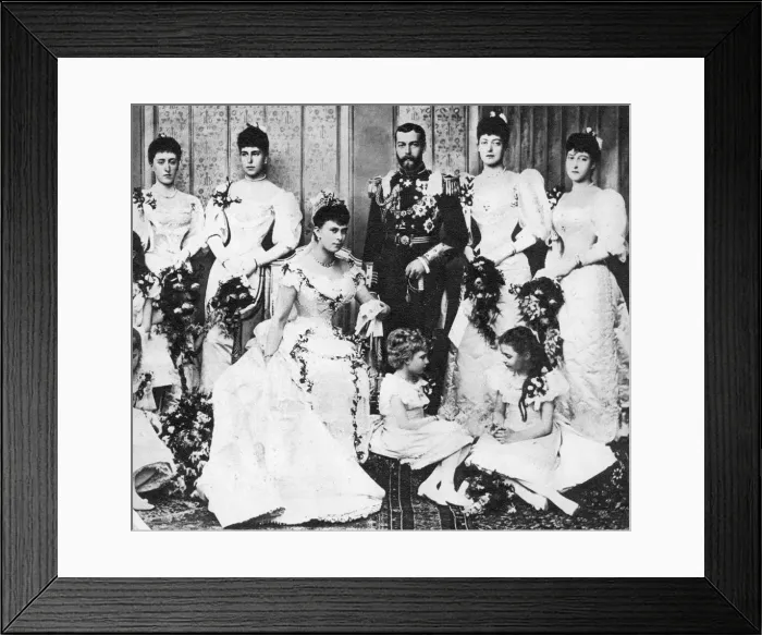 Framed Print : The wedding group of King George and Queen Mary, 6 July 1893 Framed Print : The wedding group of King George and Queen Mary, 6 July 1893