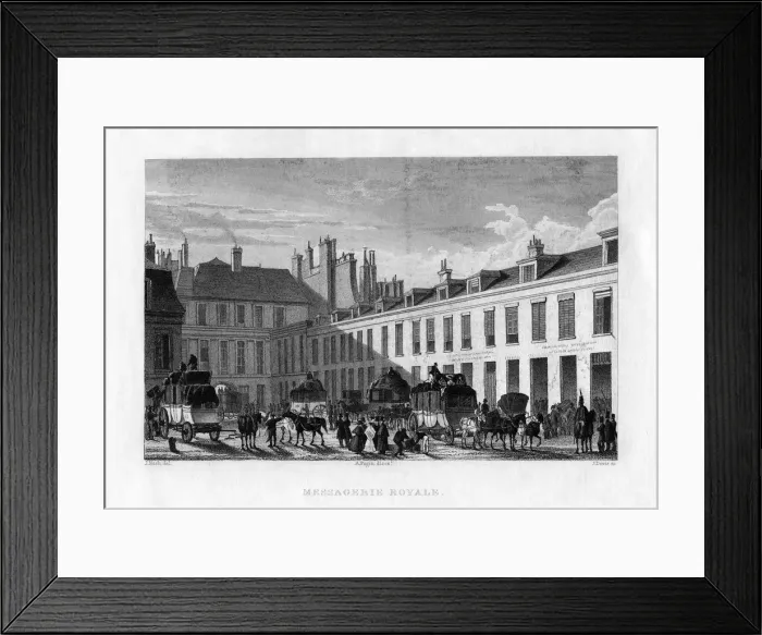 Framed Print : Royal courier service, Paris, France, 1829. Artist: J Davis
