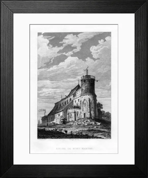 Framed Print : Eglise de Mont Martre, Paris, France, 1829. Artist: P J Havell Framed Print : Eglise de Mont Martre, Paris, France, 1829. Artist: P J Havell