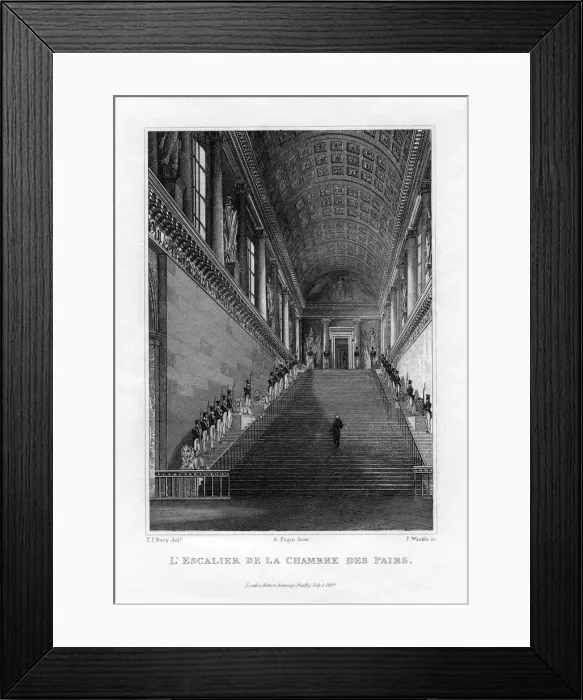 Framed Print : The Staircase of the Chambre des Pairs, Paris, France, 1829. Artist: J Winkle Framed Print : The Staircase of the Chambre des Pairs, Paris, France, 1829. Artist: J Winkle