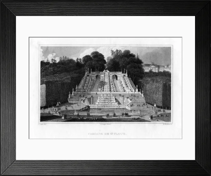 Framed Print : Cascade de St Cloud, Paris, 1830. Artist: Benjamin Winkles Framed Print : Cascade de St Cloud, Paris, 1830. Artist: Benjamin Winkles