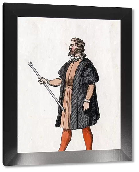 Court usher costume design for Shakespeares play, Henry VIII, 19th century
