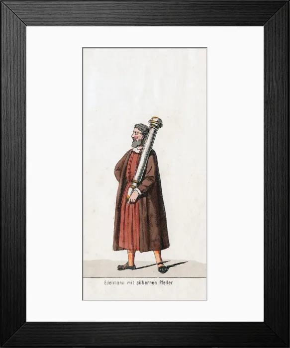 Framed Print : Nobleman with silver column, costume design for Shakespeares play, Henry VIII, 19th century Framed Print : Nobleman with silver column, costume design for Shakespeares play, Henry VIII, 19th century