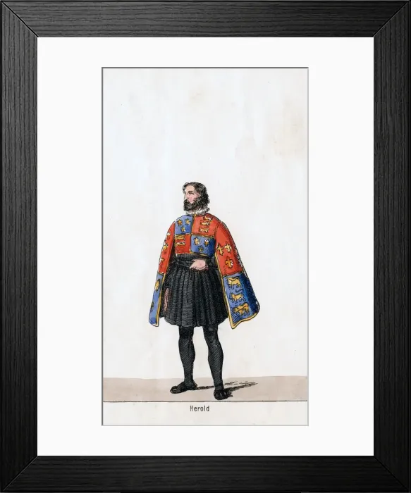 Framed Print : Herald, costume design for Shakespeares play, Henry VIII, 19th century Framed Print : Herald, costume design for Shakespeares play, Henry VIII, 19th century