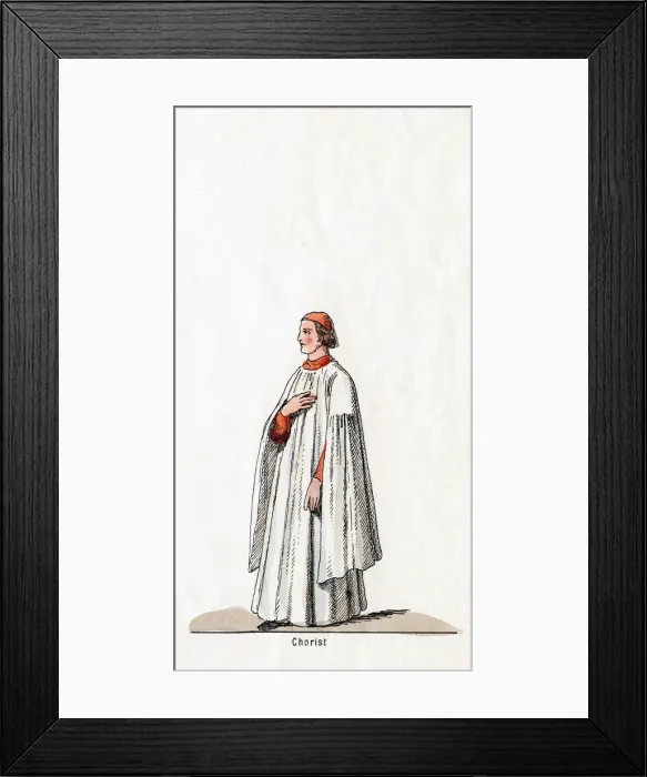 Framed Print : Chorister, costume design for Shakespeares play, Henry VIII, 19th century Framed Print : Chorister, costume design for Shakespeares play, Henry VIII, 19th century