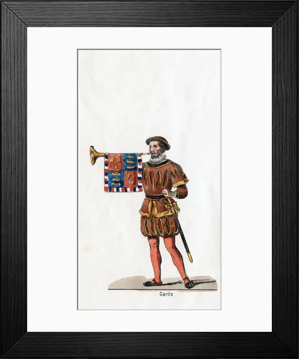 Framed Print : Guard, costume design for Shakespeares play, Henry VIII, 19th century Framed Print : Guard, costume design for Shakespeares play, Henry VIII, 19th century