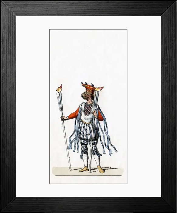 Framed Print : Musician, costume design for Shakespeares play, Henry VIII, 19th century Framed Print : Musician, costume design for Shakespeares play, Henry VIII, 19th century