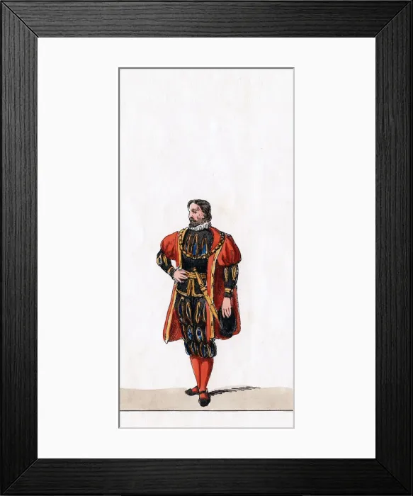 Framed Print : Nobleman, costume design for Shakespeares play, Henry VIII, 19th century Framed Print : Nobleman, costume design for Shakespeares play, Henry VIII, 19th century