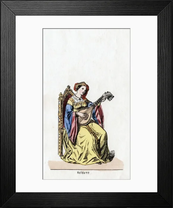Framed Print : Lady-in-waiting, costume design for Shakespeares play, Henry VIII, 19th century Framed Print : Lady-in-waiting, costume design for Shakespeares play, Henry VIII, 19th century