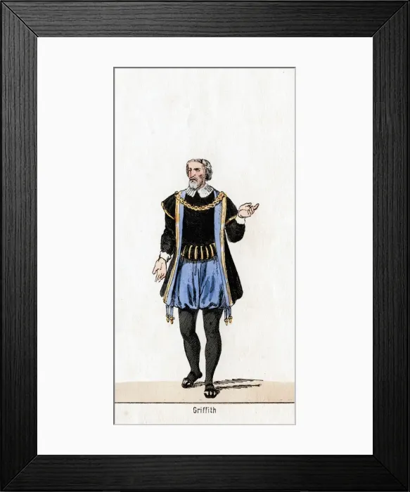 Framed Print : Griffith, costume design for Shakespeares play, Henry VIII, 19th century Framed Print : Griffith, costume design for Shakespeares play, Henry VIII, 19th century