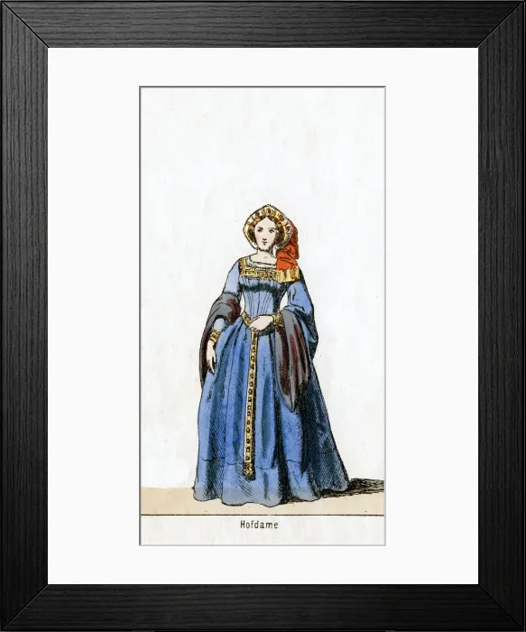 Framed Print : Lady-in-waiting, costume design for Shakespeares play, Henry VIII, 19th century Framed Print : Lady-in-waiting, costume design for Shakespeares play, Henry VIII, 19th century