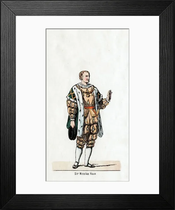 Framed Print : Sir Nicholas Vaux, costume design for Shakespeares play, Henry VIII, 19th century Framed Print : Sir Nicholas Vaux, costume design for Shakespeares play, Henry VIII, 19th century