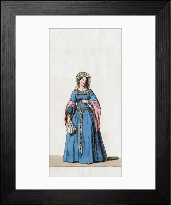 Framed Print : Lady-in-waiting, costume design for Shakespeares play, Henry VIII, 19th century Framed Print : Lady-in-waiting, costume design for Shakespeares play, Henry VIII, 19th century