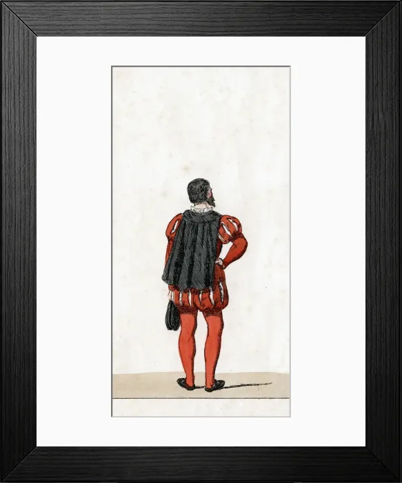 Framed Print : Theatre costume design for Shakespeares play, Henry VIII, 19th century Framed Print : Theatre costume design for Shakespeares play, Henry VIII, 19th century