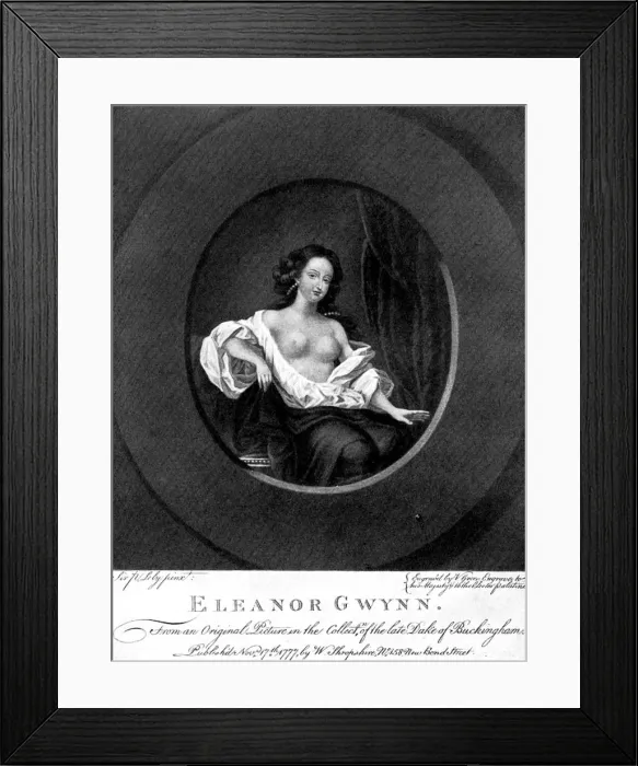 Framed Print : Nell Gwynne, English actress, (19th century). Artist: Valentine Green Framed Print : Nell Gwynne, English actress, (19th century). Artist: Valentine Green