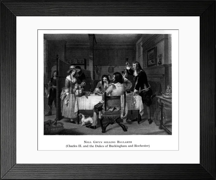 Framed Print : Nell Gwyn selling Ballards, (19th century) Framed Print : Nell Gwyn selling Ballards, (19th century)