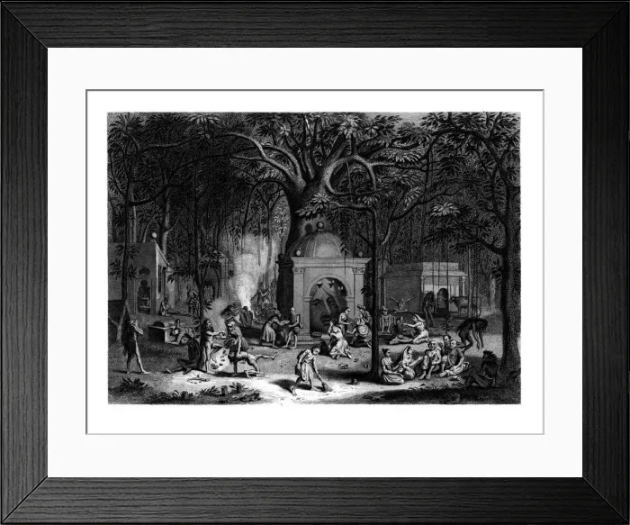 Framed Print : Hindu Fakirs practicing their superstitious rites, 19th century. Artist: Bell Framed Print : Hindu Fakirs practicing their superstitious rites, 19th century. Artist: Bell
