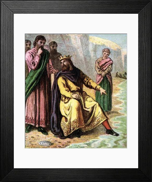 Framed Print : Canute And His Courtiers, 11th century, (c1850) Framed Print : Canute And His Courtiers, 11th century, (c1850)