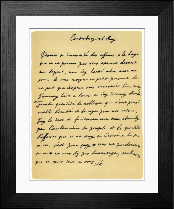 Framed Print : Letter from Charles II to his sister Henrietta, Canterbury, 26th May 1660. Artist: King Charles II Framed Print : Letter from Charles II to his sister Henrietta, Canterbury, 26th May 1660. Artist: King Charles II