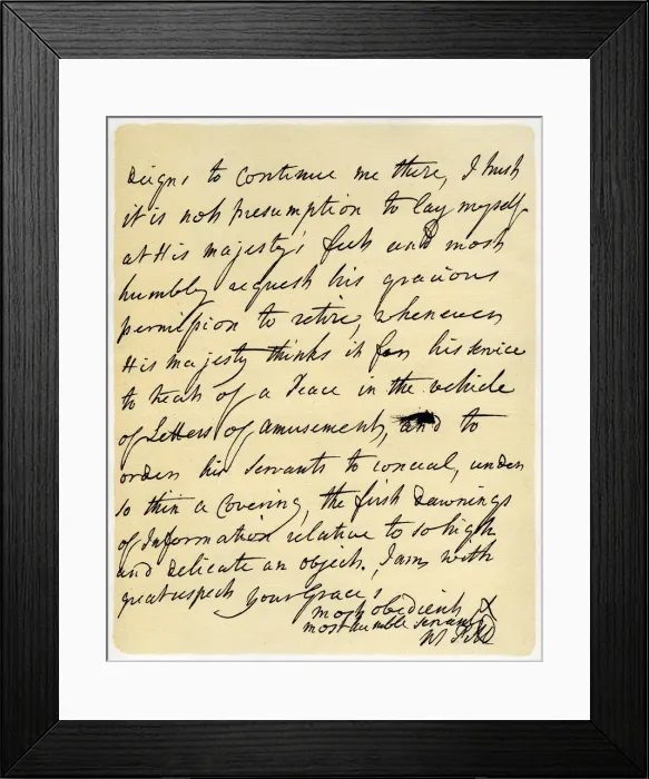 Framed Print : Letter from William Pitt to the Duke of Newcastle, Hayes, 23rd October 1759. Artist: William Pitt Framed Print : Letter from William Pitt to the Duke of Newcastle, Hayes, 23rd October 1759. Artist: William Pitt