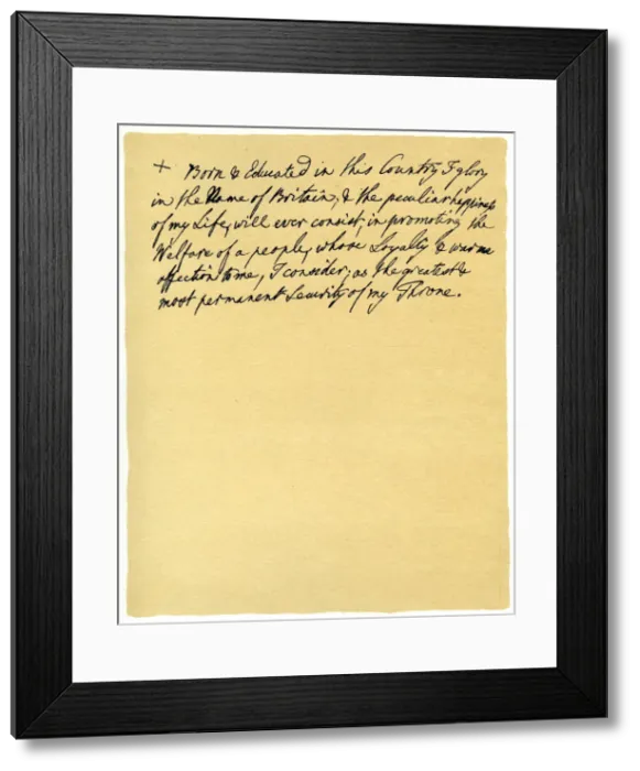 Framed Print : Paragraph written by George III for insertion in a speech, 1760. Artist: King George III Framed Print : Paragraph written by George III for insertion in a speech, 1760. Artist: King George III