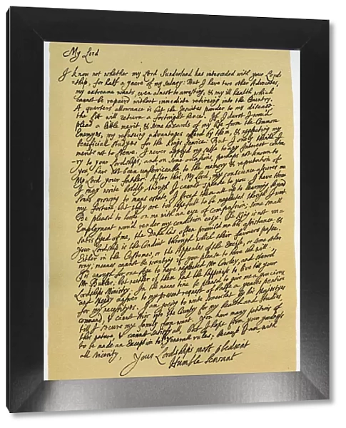 Letter from John Dryden to Laurence Hyde, c1682-1683. Artist: John Dryden