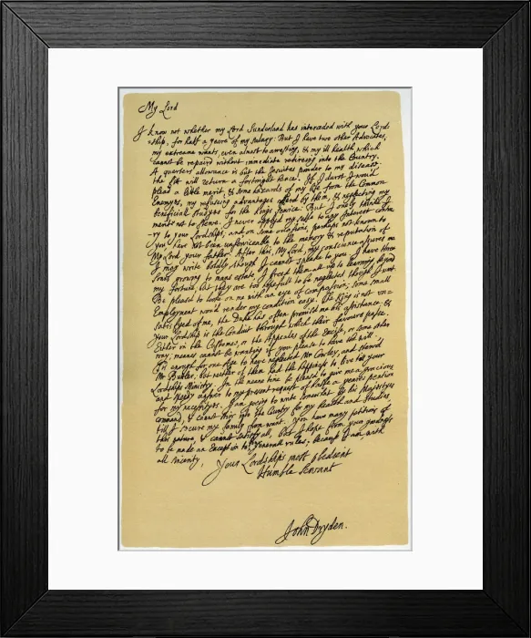 Framed Print : Letter from John Dryden to Laurence Hyde, c1682-1683. Artist: John Dryden Framed Print : Letter from John Dryden to Laurence Hyde, c1682-1683. Artist: John Dryden