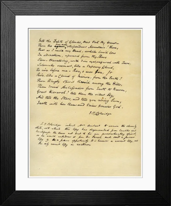 Framed Print : Hymn before Sunrise in the Vale of Chamouny, first printed in 1802. Artist: Samuel Taylor Coleridge Framed Print : Hymn before Sunrise in the Vale of Chamouny, first printed in 1802. Artist: Samuel Taylor Coleridge