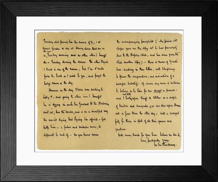 Framed Print : Letter from William Makepeace Thackery to TW Gibbs, 12th September 1851. Artist: William Makepeace Thackeray Framed Print : Letter from William Makepeace Thackery to TW Gibbs, 12th September 1851. Artist: William Makepeace Thackeray