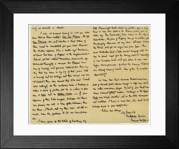 Framed Print : Letter from Thomas Carlyle to Macvey Napier, editor of the Edinburgh Review, 6th February 1832. Artist: Thomas Carlyle Framed Print : Letter from Thomas Carlyle to Macvey Napier, editor of the Edinburgh Review, 6th February 1832. Artist: Thomas Carlyle