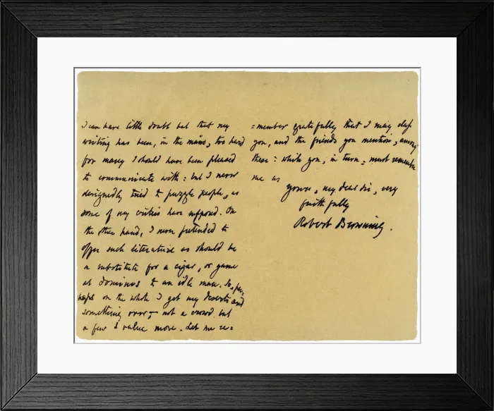 Framed Print : Letter from Robert Browning to William G Kingsland, 27th November 1868. Artist: Robert Browning Framed Print : Letter from Robert Browning to William G Kingsland, 27th November 1868. Artist: Robert Browning