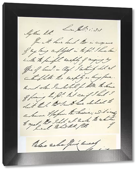 Letter from the Duke of Wellington to General Rowland Hill, 1st February 1828. Artist: Duke of Wellington
