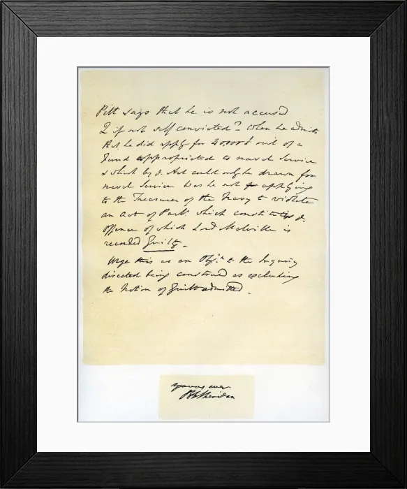 Framed Print : Notes for a a speech by Richard Brinsley Sheridan, 30th April 1805. Artist: Richard Sheridan Framed Print : Notes for a a speech by Richard Brinsley Sheridan, 30th April 1805. Artist: Richard Sheridan