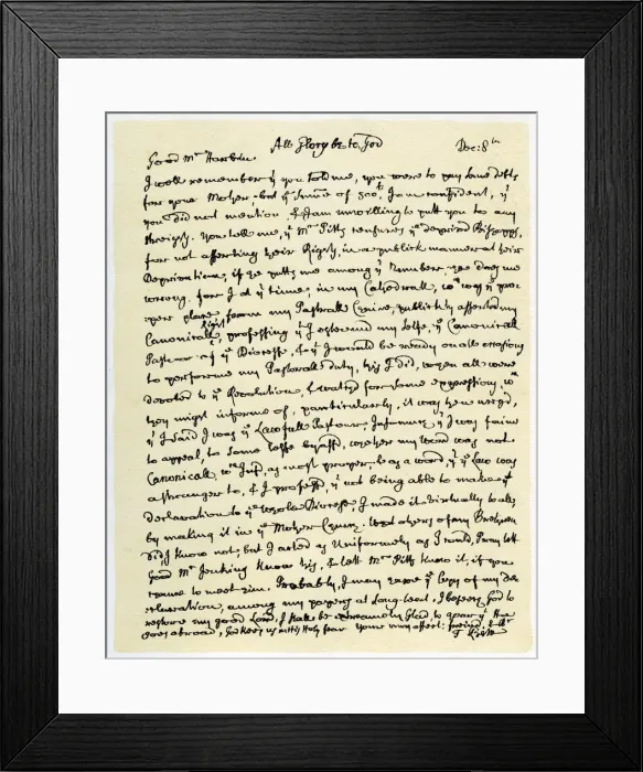 Framed Print : Letter from Thomas Ken, Bishop of Bath and Wells to George Harbin, c1709. Artist: Thomas Ken Framed Print : Letter from Thomas Ken, Bishop of Bath and Wells to George Harbin, c1709. Artist: Thomas Ken