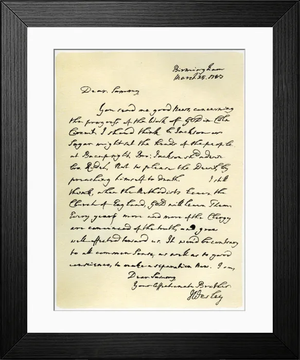 Framed Print : Letter from John Wesley to Samuel Bradburn, 25th March 1783. Artist: John Wesley Framed Print : Letter from John Wesley to Samuel Bradburn, 25th March 1783. Artist: John Wesley