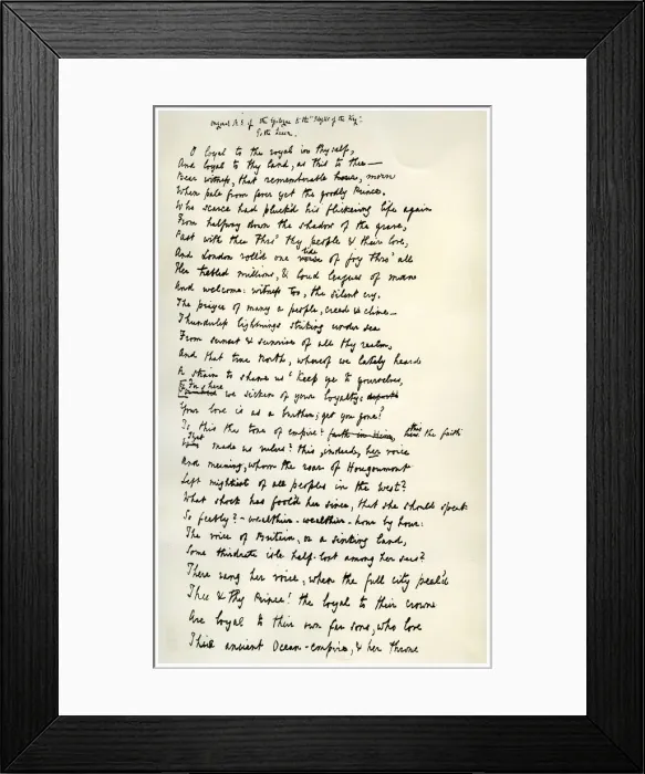 Framed Print : Original manuscript of the Epilogue to the Idylls of the King, c1872. Artist: Alfred Lord Tennyson Framed Print : Original manuscript of the Epilogue to the Idylls of the King, c1872. Artist: Alfred Lord Tennyson