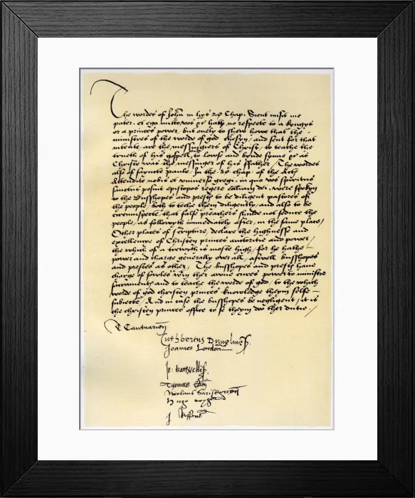 Framed Print : Episcopal Declaration of Archbishop Crammer and seven other English bishops, c1537. Artist: Thomas Cranmer Framed Print : Episcopal Declaration of Archbishop Crammer and seven other English bishops, c1537. Artist: Thomas Cranmer