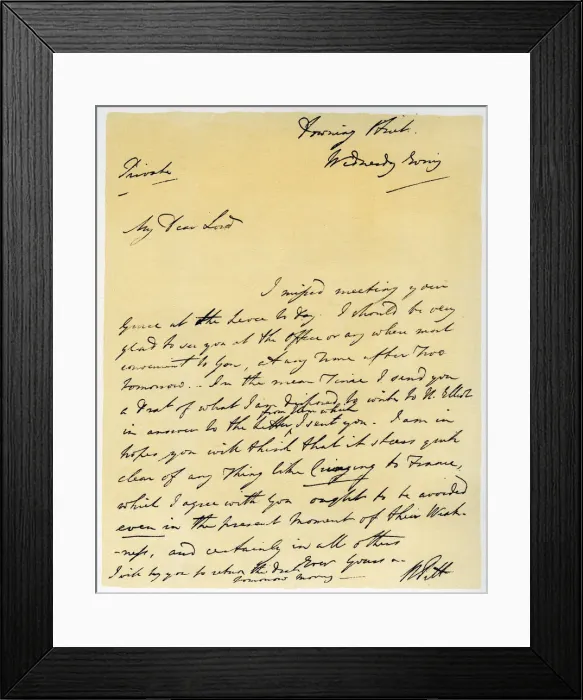 Framed Print : Letter from William Pitt The Younger, October 1790. Artist: William Pitt Framed Print : Letter from William Pitt The Younger, October 1790. Artist: William Pitt