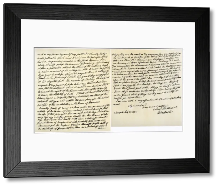Framed Print : Letter from Edmund Burke to John Douglas, 31st July 1791. Artist: Edmund Burke Framed Print : Letter from Edmund Burke to John Douglas, 31st July 1791. Artist: Edmund Burke