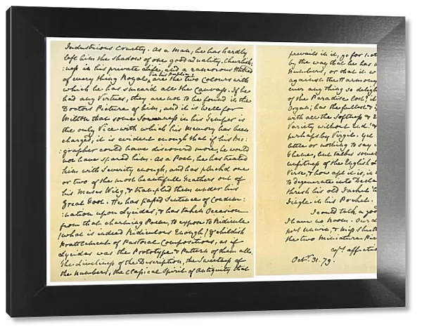 Letter from William Cowper to William Unwin, 31st October 1779. Artist: William Cowper