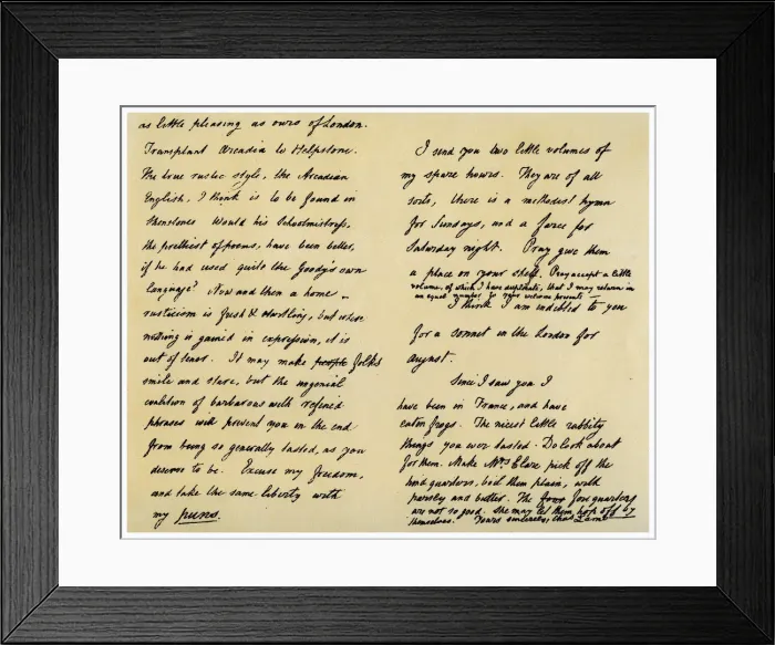 Framed Print : Letter from Charles Lamb to John Clare, 31st August 1822. Artist: Charles Lamb Framed Print : Letter from Charles Lamb to John Clare, 31st August 1822. Artist: Charles Lamb