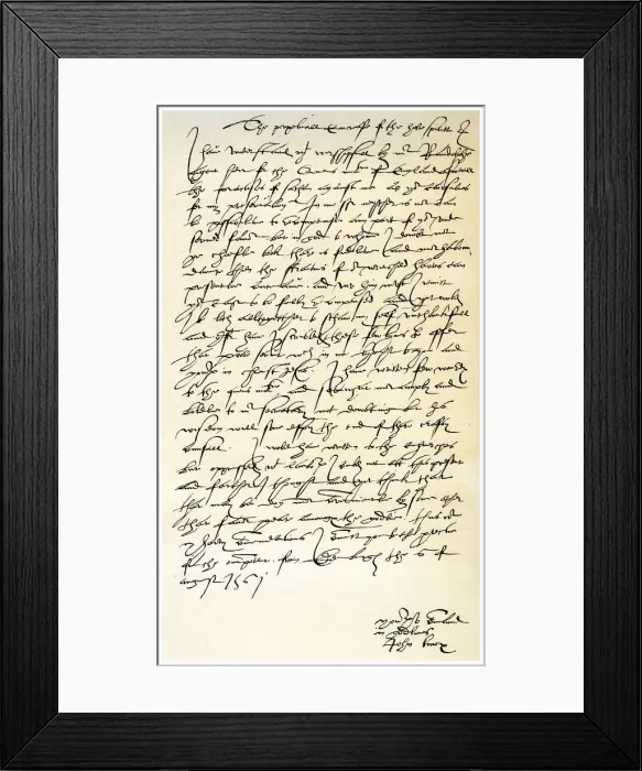 Framed Print : Letter from John Knox to Sir Nicholas Throgmorton, 6th August 1561. Artist: John Knox Framed Print : Letter from John Knox to Sir Nicholas Throgmorton, 6th August 1561. Artist: John Knox