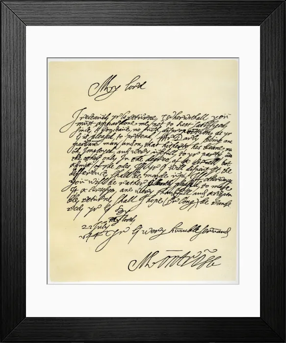Framed Print : James Graham, Marquis of Montrose, to Ferdinando, Lord Fairfax, 22nd July 1644. Artist: James Graham, 1st Marquess of Montrose Framed Print : James Graham, Marquis of Montrose, to Ferdinando, Lord Fairfax, 22nd July 1644. Artist: James Graham, 1st Marquess of Montrose